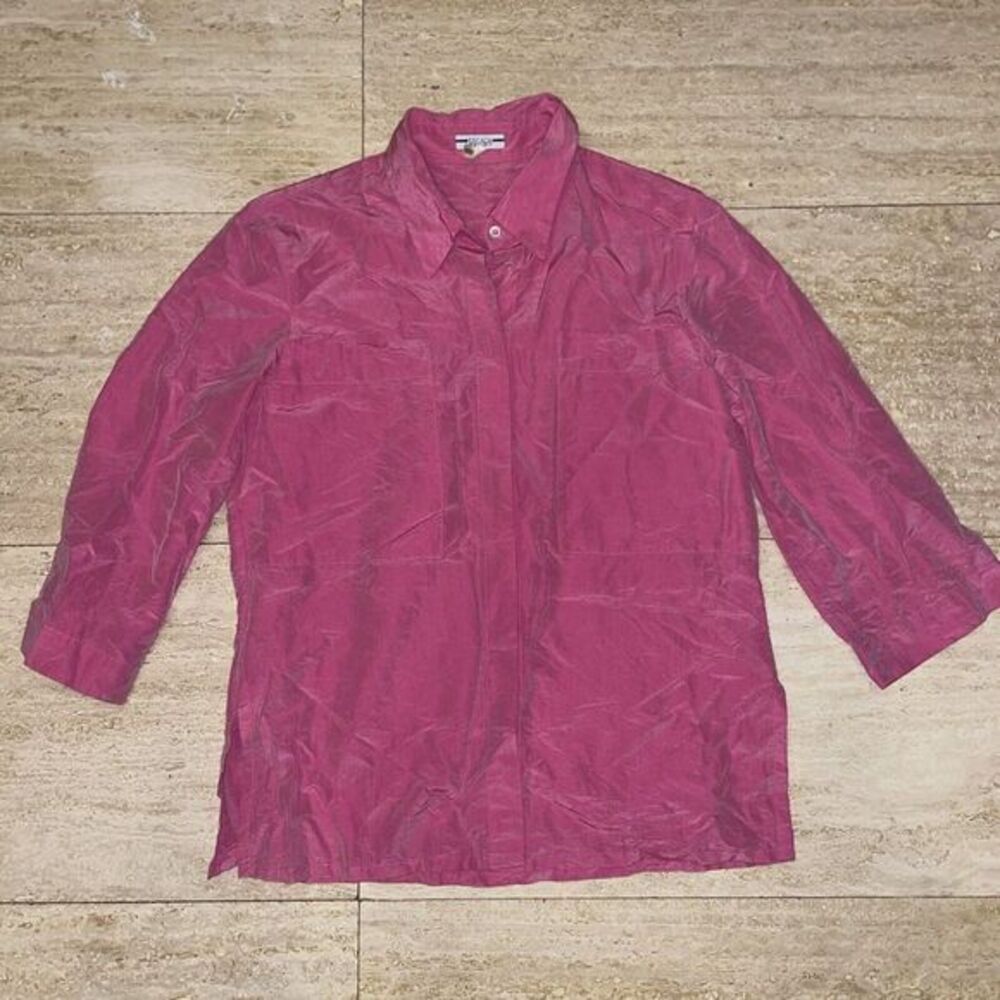 ESCADA SPORT Womens Size 36 Pink 3/4 Sleeve Button Up‎ Silk Cotton Blouse M